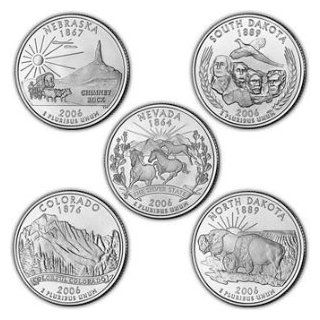 2006 D Set of 5 Coins BU State Quarters Nevada, Nebraska
