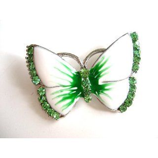 Epoxy Enamel Peridot Crystal Rhinestone Butterfly Fashion Jewelry Pin