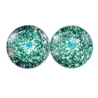 Green Color Foil Galaxy Glass Plugs   Double Flare   9/16   Sold As A