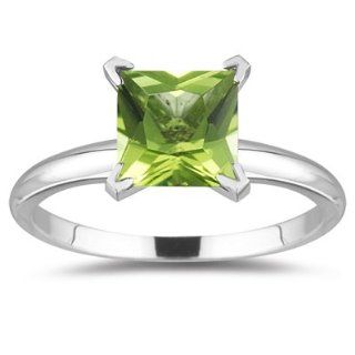 46 0.55) Cts Peridot Solitaire Ring in 18K White Gold 3.0
