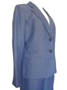 Evan Picone Indigo Blue Notched Collar Jacket Pant Suit Petite Size