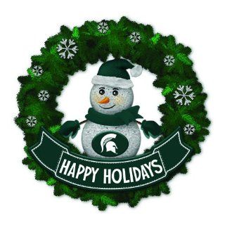 Michigan State Snowman LED Wreath