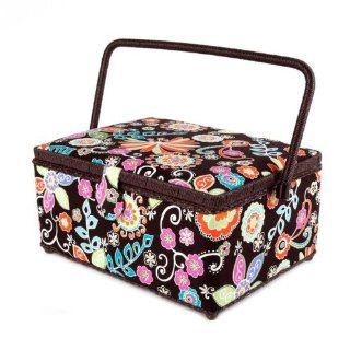 Sewing Basket Funky Floral Rectangle Brown By The Each