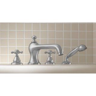 Mico 1155 L4 PN Roman Tub Faucet W/ Handshower & Cross Handles