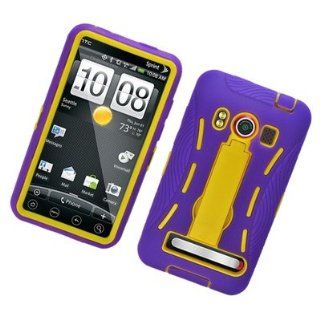 For HTC EVO 4G/Supersonic Hybrid Hard/Rubber Cover Case Yellow/Purple