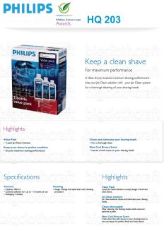 3pcs x Genuine Philips Jet Clean Solution HQ200 50 Shaving Cleaner