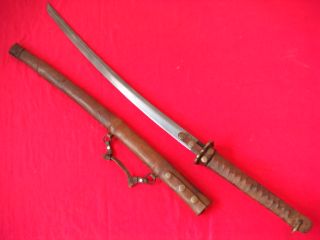Samurai Japanese Military Saber Sword Katana Oxhide Sheath Signed