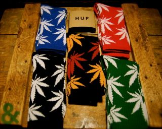 HUF Plantlife 420 Hi Top Socks Marijuana Weed Leaf Xmas Black Red
