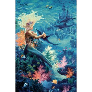 Ocean Hug Art Poster Mermaid Dolphin Fantasy Ocean Sea