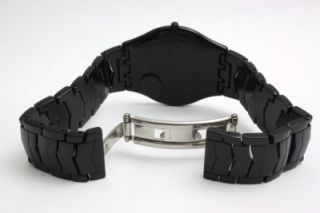 New Swatch Skin Women Crystal Row Black Acrylic Band Watch 34mm