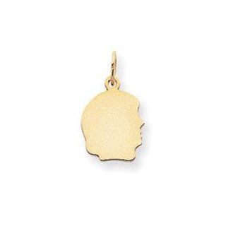 Plain Small Facing Right Engraveable Girl Head Charm in