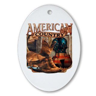 Ornament (Oval) American Country Boots And Fiddle Violin