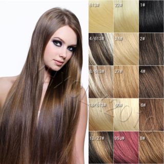 New 22 inch 55cm Clip in on Real Human Hair Extensions 7pcs 80g