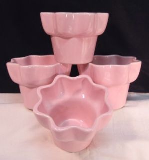 Hull Pottery Pink Flower Pots 4 Imperial Planters Modernist for Metal