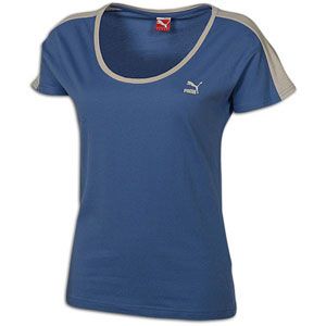 PUMA ME T7 S/S T Shirt   Womens   Casual   Clothing   Blue Yonder