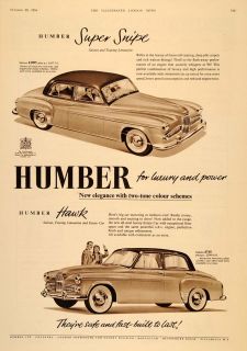 1955 Ad Humbler Super Snipe Hawk British Automobile Car   ORIGINAL