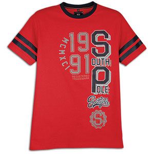 Southpole Flock Print S/S T Shirt   Mens   Casual   Clothing   Red