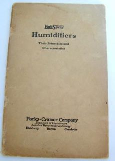 Old Parks Cramer Co Booklet Industrial Humidifiers
