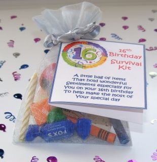 Personalised 16th Birthday Survival Kit Gift Card