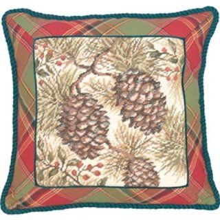 123 Creations Pine Cone Needlepoint Pillow