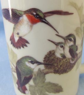 Ruby Throated Hummingbird Couple and Nest Coffee Mug Cup Otagiri Japan