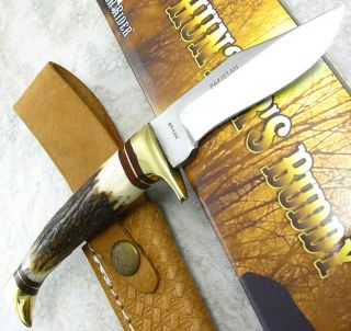 Rough Rider The Hunters Buddy Fixed Clip Blade Genuine Stag Handle