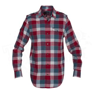 Hurley Mens Outcast Long Sleeve Woven Flannel Shirt Burgundy Size