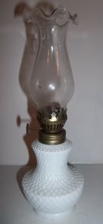 Vintage 9 White Milkglass Hurricane Table Lamp