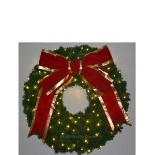 4 ft. Christmas Wreath with Red Bow   140 LED Lights. In