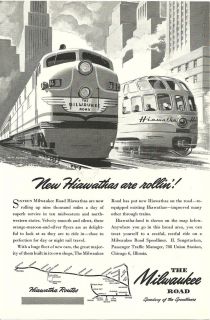1948 Print Ad The Milwaukee Road RR Railroad Hiawatha Routes Hiawathas