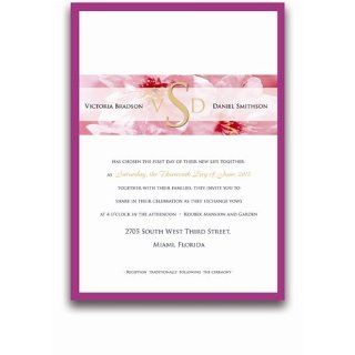 135 Rectangular Wedding Invitations   Pink Azalea Office