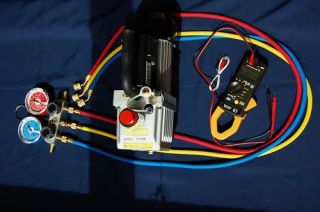 Professional HVAC Tool Set Kit Deep Vacuum Pump 5CFM Manifold Gauge