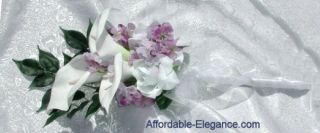 Lilac Wisteria Lavender White Bridal Bouquet Silk Wedding Flowers