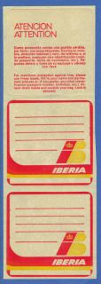 Iberia Spanish Airlines Baggage Labels Stickers