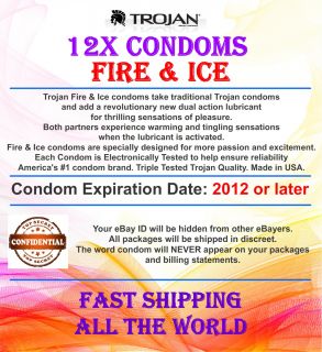 12 Trojan Fire and Ice Condoms Fast Shipping