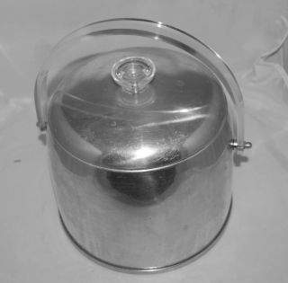 Vintage Kromex Aluminum Ice Bucket with Lucite Handle