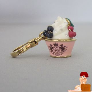 New Authentic Boxed Juicy Couture Ice Cream Dish with Berries Charm
