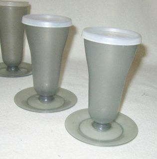  Tupperware Plastic Ice Cream Parfait Sundae Dishes Cups w Lids
