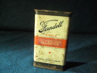Vtg Ferndell Allspice Tin w Sliding Top Sprague Warner Company Chicago