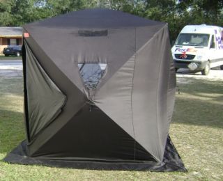  Portable Black Hub Style Ice Fishing Shelter, Shanty, Tent 2 3 4 Man