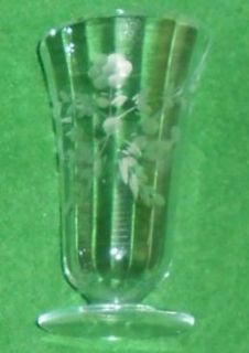Vtg Optic Etched Floral Crystal Ice Tea Glass Goblet