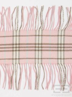  London Rose Pink Cashmere Icon Check Happy Fringe Scarf