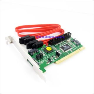 VIA 3 SATA Serial ATA+IDE Port PCI Card VT6421A Adapter +CABLE For PC