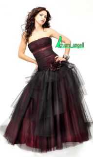 Black Wine Prom Dress Party Ball Gowns Size 6 16
