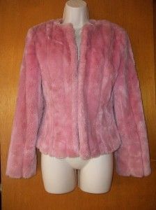 Ideology Crazy Cute Fuzzy Soft Pink Vintage Mink Look Coat Jacket XS S