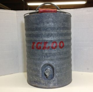 Vintage 1950s 3 Gallon Galvanized Metal Igloo Water Cooler