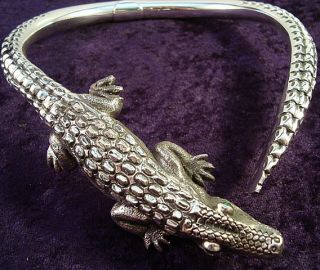 Ignacio Gomez Taxco Mexican 950 Silver Crocodile Necklace Mexico
