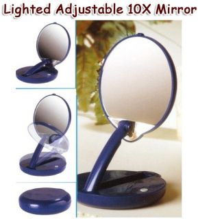 Travel Home Lighted Compact 10x Magnifying Mirror 4Dia