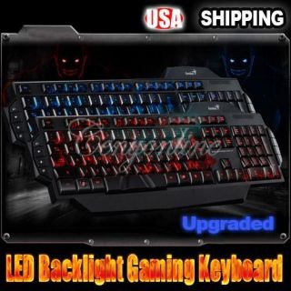  Illuminated Ergonomic Backlit Gaming Game USB Wired Keyboard PC
