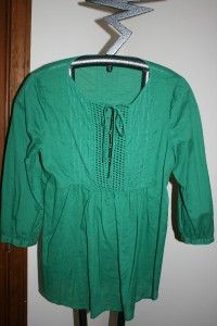 New Premise Clothing Imelda Top Peasant Voile Blouse Kelly Green $225